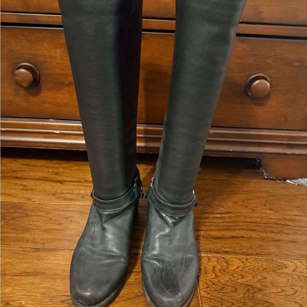 Stuart Weitzman Black Knee High Leather Boots